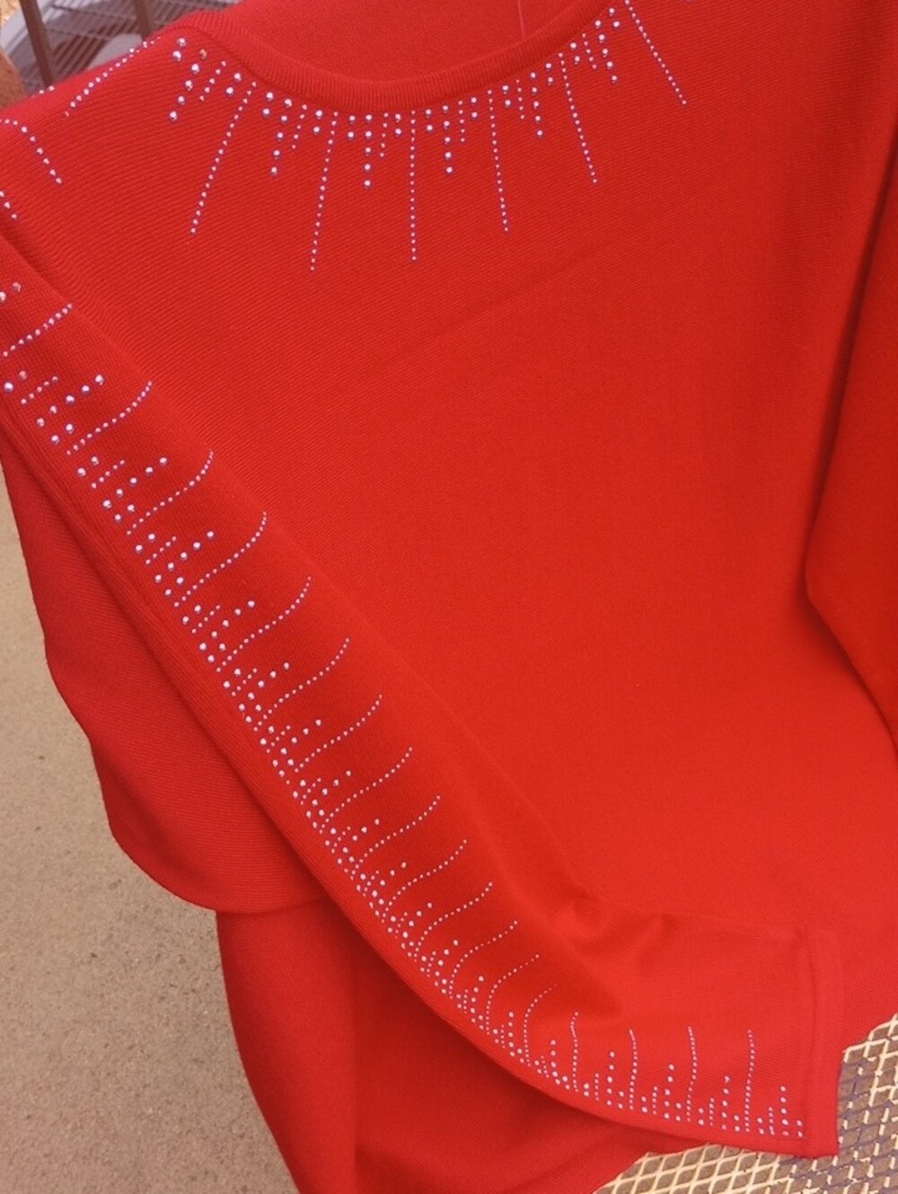 Adrienne Vittadini Red Embellished Women's Sweater - Picture 6 of 10